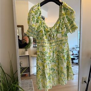 Alice + Olivia Yellow and Green Floral Top